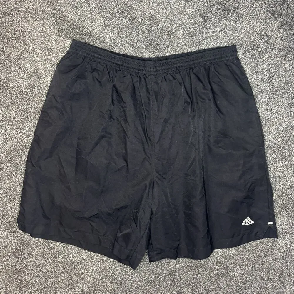 Vintage Adidas Nylon Shorts Mens 2XL Black Running Gym Athletic 2001 Y2K 02/01